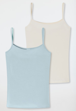 Spaghetti tops 2-pack sand/blue - Modal Essentials