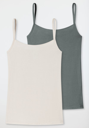 Hauts bretelles spaghetti lot de 2 sable/jade - Modal Essentials