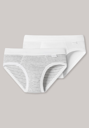 Men's Plush Waistband White Brief Underwear, 2-Pack 