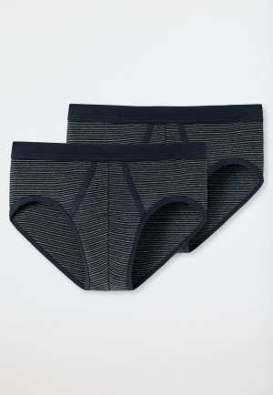 Sports briefs fine rib double pack dark blue striped - Original Classics