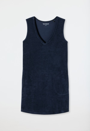 Strandkleid Frottee V-Ausschnitt Taschen dunkelblau - Aqua Beachwear