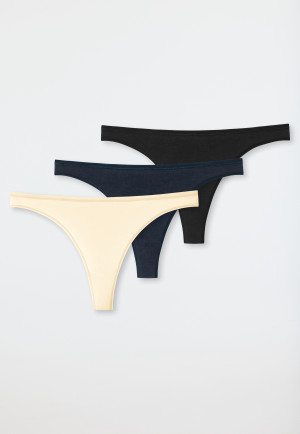 String 3er-Pack Organic Cotton schwarz/off-white/sand - 95/5 Organic