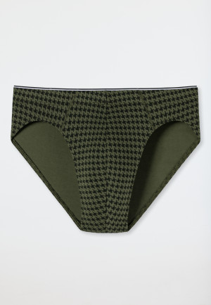 Slip supermini in cotone biologico con fantasia, verde oliva - 95/5