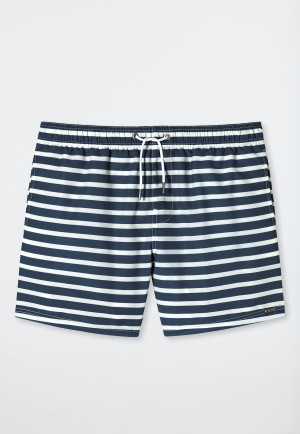 Pantaloncini da bagno in tessuto intrecciato a righe di colore blu scuro e bianco - Submerged