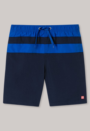 Swim shorts woven fabric recycled SPF40 + color blocking dark blue - Nautical