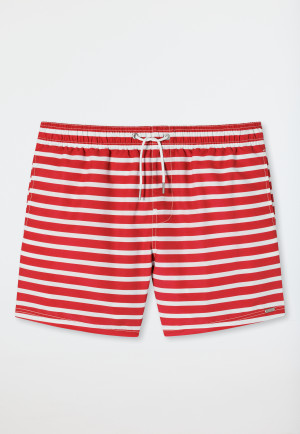 Swim trunks woven fabric red and white striped - Submerged