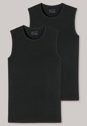 Tank Tops 2er-Pack Organic Cotton Rundhals schwarz - 95/5