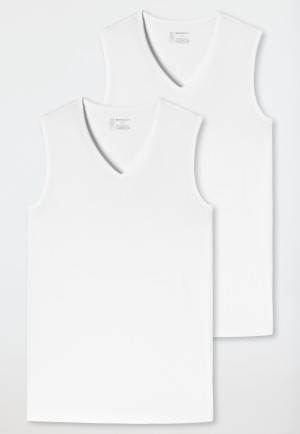 Tank Tops 2er-Pack Organic Cotton V-Ausschnitt weiß - 95/5