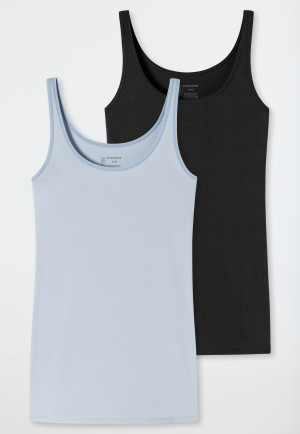 Confezione da 2 top in cotone biologico, nero/azzurro - 95/5 Organic