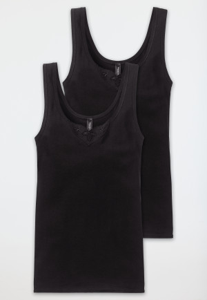 2-pack black strap tops with embroidery - Cotton Essentials