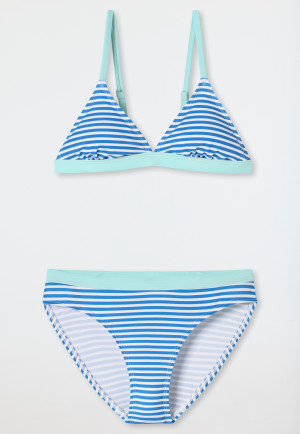 Kit bikini triangle tricot SFP 40+ recyclé rayures aquarium - Aqua