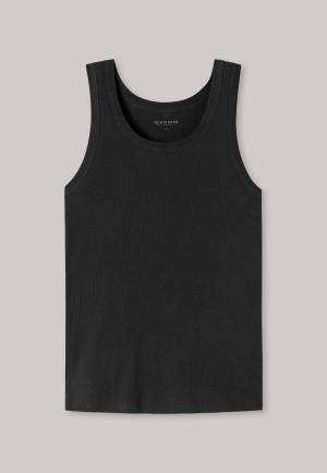 Maillot de corps côtelé coton bio noir - Retro Rib