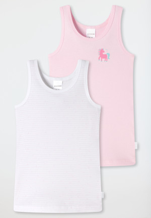 Maglie intime confezione da 2 a costine sottili cotone biologico cavallo righe bianco/rosa - a costine sottili confezione multipla
