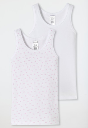 Undershirts 2-pack fine rib organic cotton polka dots white/pink - Feinripp Multipacks