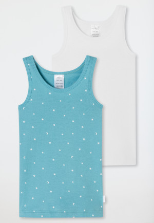 Canottiera confezione doppia stelle luna blu/bianco - Fine Rib