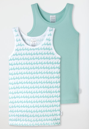 Canottiere confezione da 2 onde turchese/bianco - Fine Rib