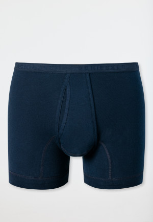 Short underpants with fly fine rib navy - Original Fine Rib