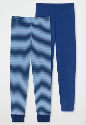 Underpants long 2-pack organic cotton soft waistband cuffs stripes dark blue/light blue - 95/5