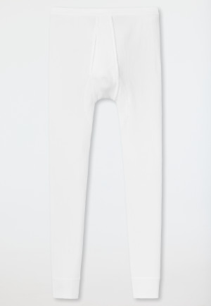 Long underpants with fly, white - Original Doppelripp