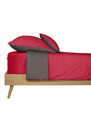 Set da 2 pezzi di biancheria da letto reversibile in Renforcé, rosso e antracite - SCHIESSER Home