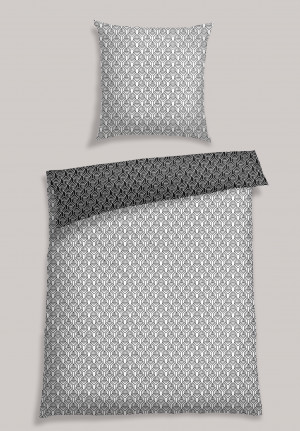 Biancheria da letto reversibile 2 pezzi in raso bianco e nero - SCHIESSER HOME
