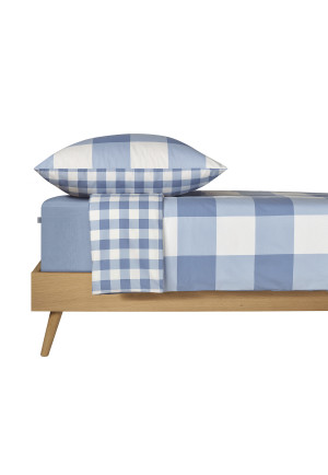 Parure de lit réversible deux pièces Renforcé à carreaux bleu clair - SCHIESSER Home