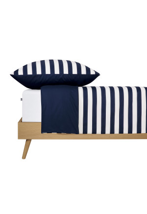 Biancheria da letto reversibile duepezzi Renforcé a strisce blu scuro - SCHIESSER 150 Years