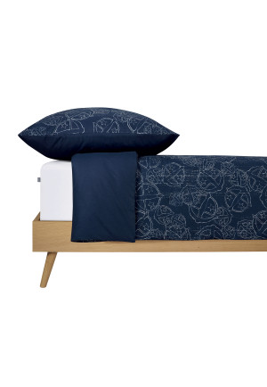 Set di biancheria da letto reversibile duepezzi Renforcé stampa statement blu scuro - SCHIESSER 150 Years