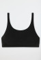 Bralette in cotone biologico a doppia costa, nero - Pure Rib