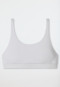Bralette in cotone biologico a doppia costa, bianco - Pure Rib