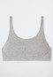 Bralette in cotone biologico a doppia costa, di colore grigio screziato - Pure Rib