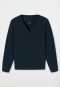 Sweatshirt long-sleeved double rib brushed V-neck midnight blue - Mix & Relax