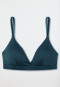 Soutien-gorge sans armatures côtelé brossé coton bio coussinets amovibles bleu jeans - Pure Rib