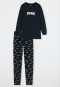 Pyjama long coton bio bords-côtes Paris bleu nuit - Teens Nightwear