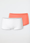 Confezione da 2 short in cotone organico bianco/pesca - 95/5