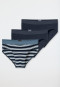 Rio-Slips 3er-Pack Organic Cotton Webgummibund uni/gestreift dunkelblau - 95/5