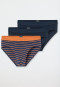 Rio briefs 3-pack plain/stripes dark blue - 95/5