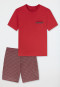 Pyjama court coton bio carreaux rouge piment - Comfort Nightwear