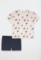 Pyjama court coton bio palmier rose tendre - Nightwear