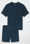 Short pyjamas with dark blue patterned chest pocket - Comfort Essentials