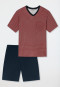 Pyjama court coton bio encolure en V poche poitrine à carreaux rouge chilli - Comfort Nightwear