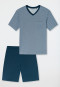 Pigiama corto in cotone organico scollatura a V tasca sul petto motivo a quadretti - Comfort Nightwear