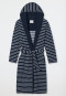 Bademantel Leichtfrottee navy gestreift - Feather Terry