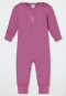 Completo neonato lungo con piede unisex in spugna modal gufo malva - Natural Love