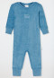 Babyanzug lang mit Fuß unisex Frottee Modal Bär hellblau - Natural Love