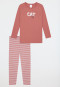 Pyjamas long interlock leggings cat striping dusky pink - Kids Nightwear