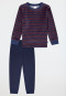 Pyjama long velours rayures bleu foncé - Boys World