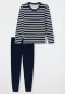 Pyjama long tissu éponge rayures bleu nuit - Casual Essentials