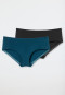 Pantys 2er-Pack petrol/schwarz - Cotton Lace