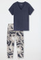 Schlafanzug lang 7/8-Hose Blumen graphit - selected! premium